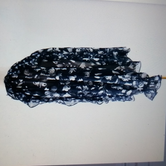 SEXY SHEER GAUZY RUFFLED FLORAL XL 44 BUST Lucky Brand Top Blouse - Picture 3 of 13